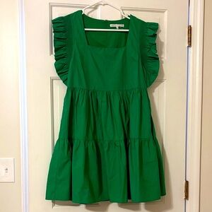 English Factory Emerald Green Kids Dress with Ruffles